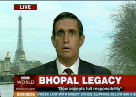 A "Yes Man" in action as a Dow Chemical spokesperson